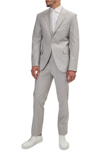 Ron Tomson Super 120s Merino Wool Tuxedo Jacket In Smoke