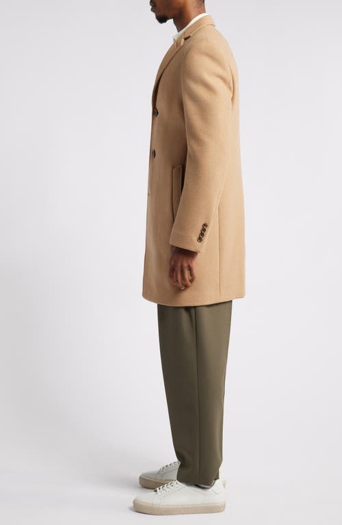 Shop Open Edit Felted Wool Blend Topcoat In Camel