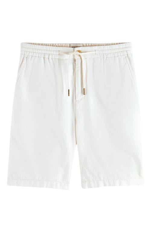 Scotch & Soda Tie Waist Cotton & Linen Shorts In White Traditional