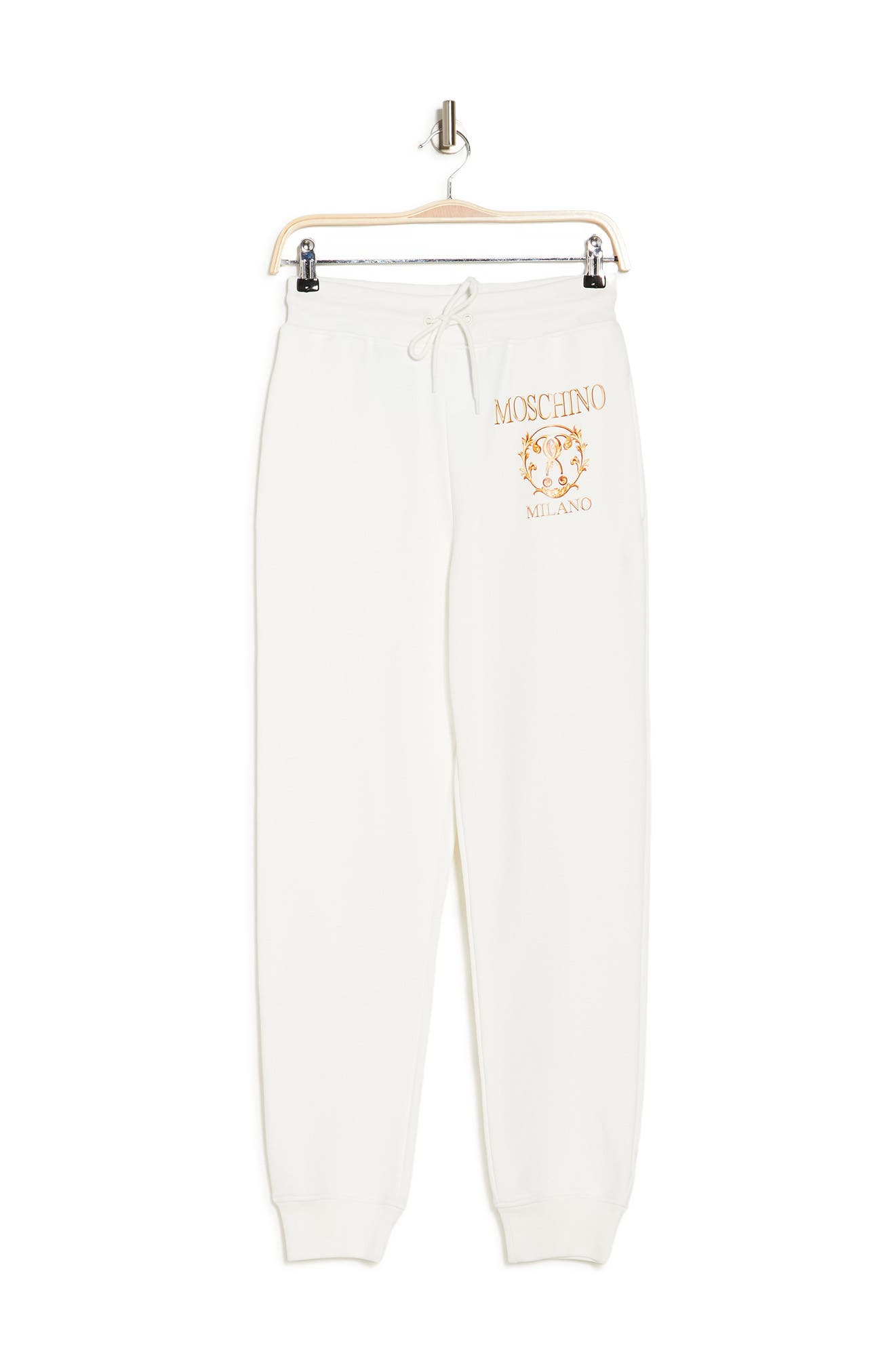Moschino Question Mark Cotton Track Pants In White