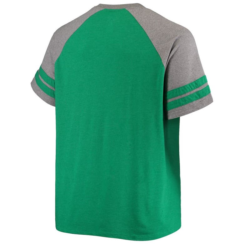 Fanatics Branded Green/Heathered Gray Seattle Seahawks Big & Tall Throwback 2-Stripe Raglan T-Shirt