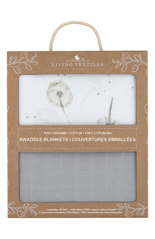 Living Textiles Dandelion 2-Pack Organic Cotton Swaddles in Grey at Nordstrom