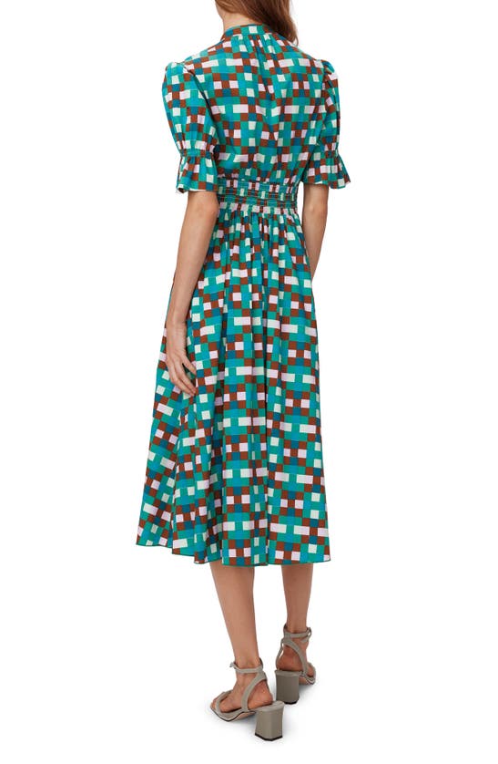 Shop Diane Von Furstenberg Erica Check Stretch Cotton Midi Dress In Eden Check