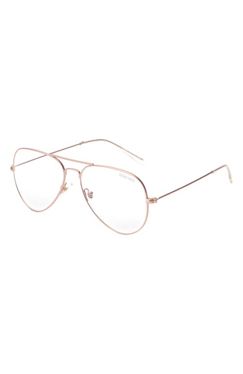 Shop Fifth & Ninth Charlie 53mm Aviator Blue Light Blocking Glasses In Rose Gold