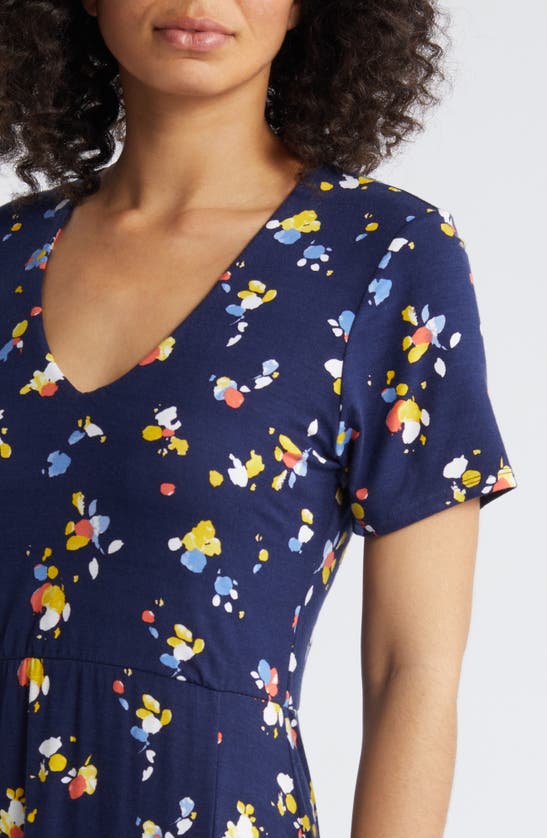 Shop Loveappella Floral Midi Dress In Navy