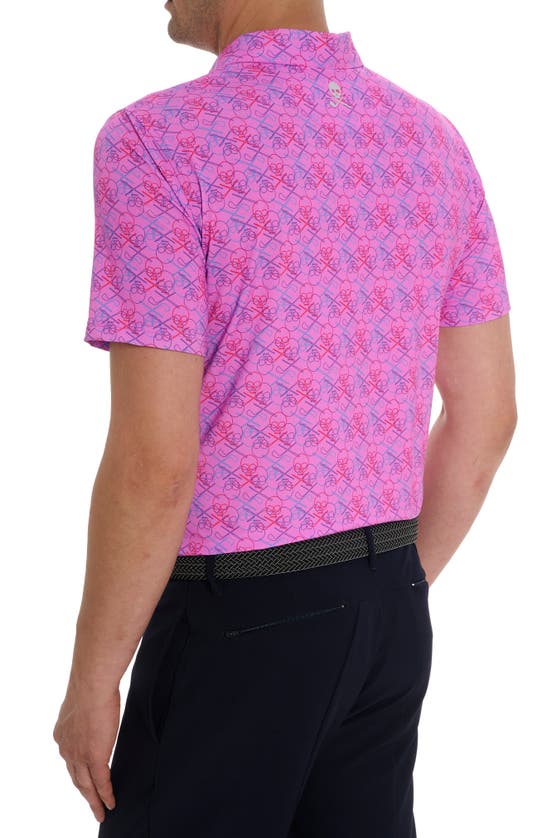 Shop Robert Graham Iron Skull 2 Print Performance Golf Polo In Pink