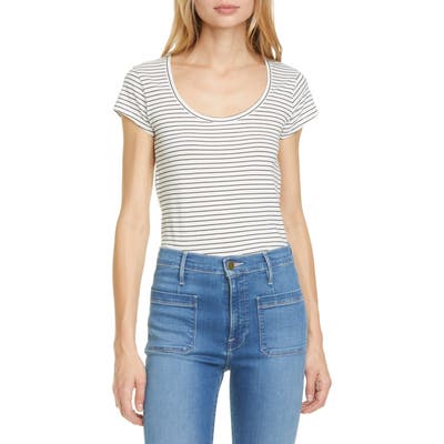 Frame Le Scoop Stripe Organic Cotton T-Shirt