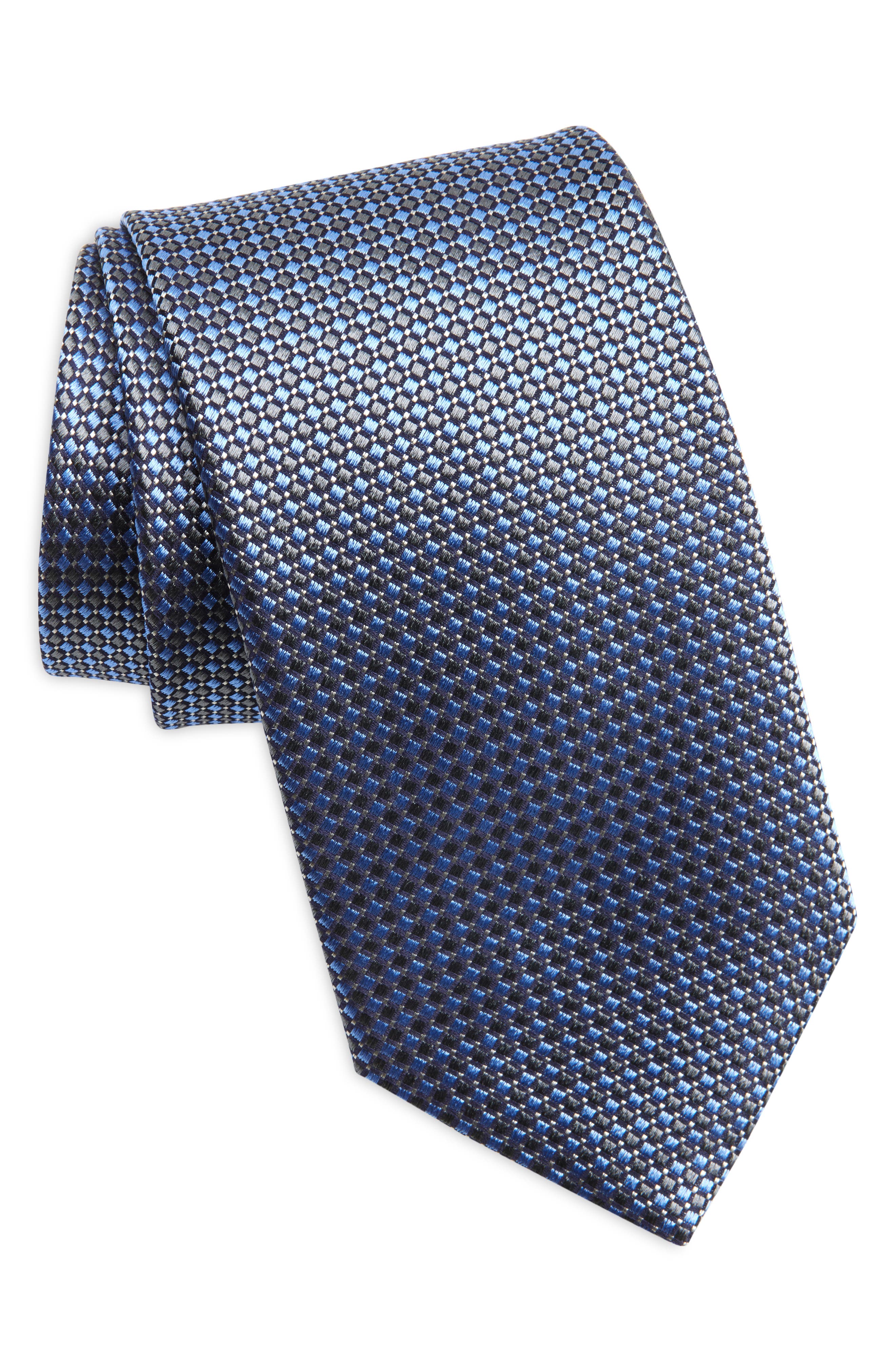 David Donahue Neat Silk Tie in Charcoal Cover