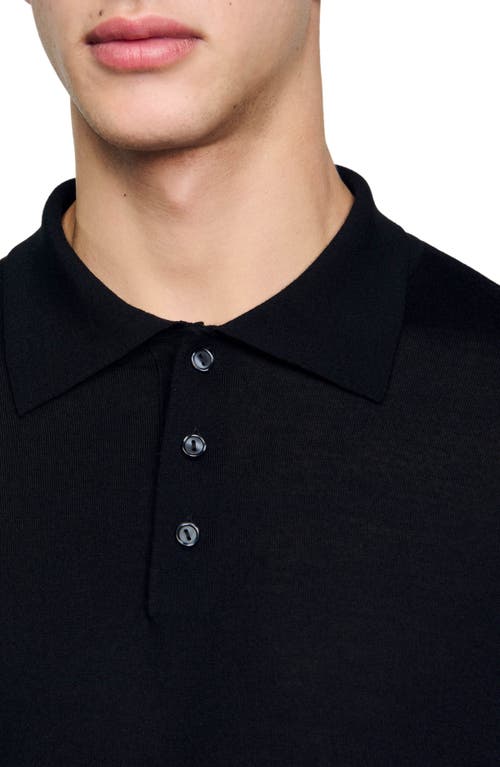 Shop Sandro Fine Knit Polo Shirt In Black