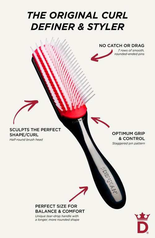 Denman D3 Original Styler 7 Row Brush In Black And Red