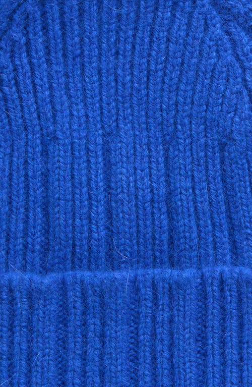 Shop Drake's Geelong Lambswool & Angora Rib Beanie In 200 Royal Blue