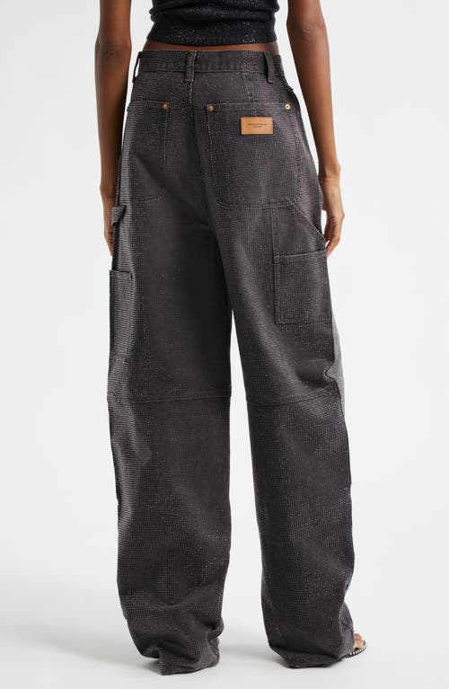 Alexander Wang Hotfix Crystal Wide Leg Carpenter Jeans In Saloon Bar