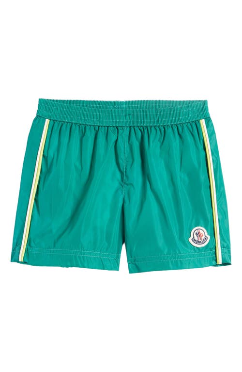 Moncler Kids' Logo Patch Nylon Swim Trunks Shady Glade at Nordstrom,