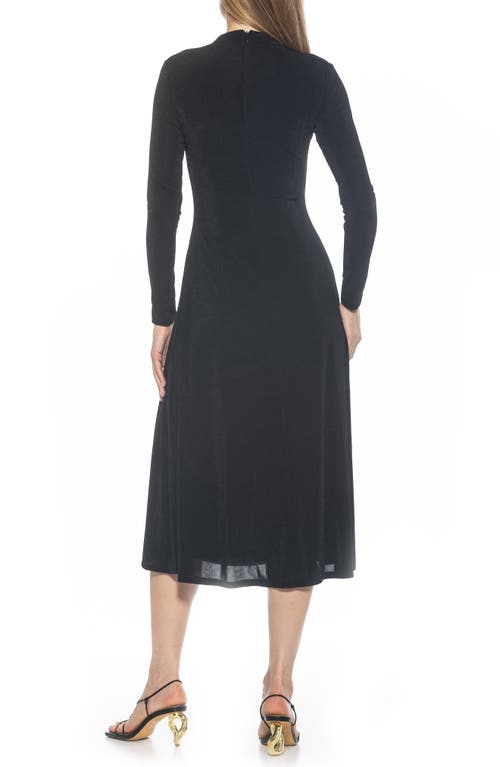 Alexia Admor Marla Long Sleeve Draped Midi Dress In Black