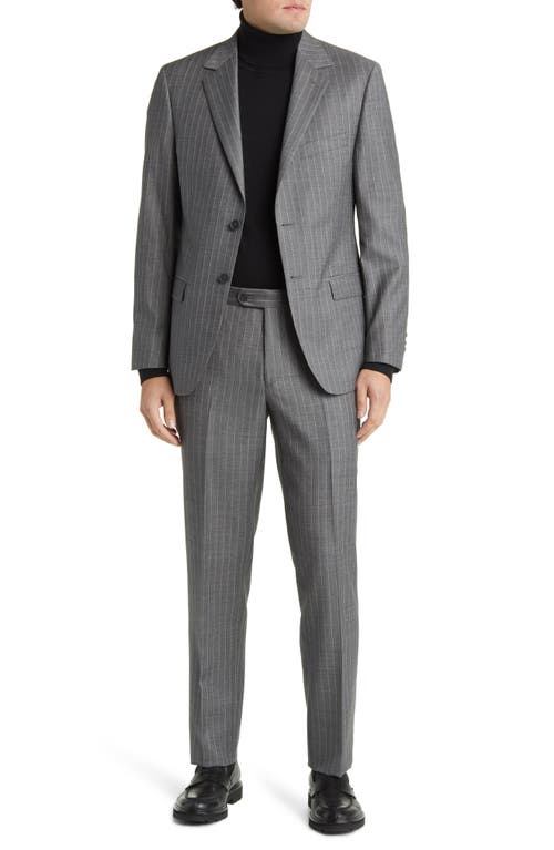 Norris Stripe Wool Suit in Grey