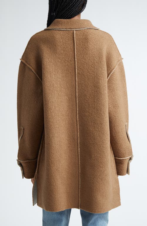 Shop Stella Mccartney Double Face Wool Blend Knit Overshirt In Brown