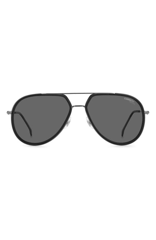 Carrera Eyewear 58mm Polarized Aviator Sunglasses in Matte Black /Gray Polar