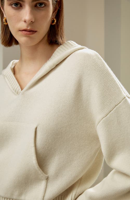 Shop Lilysilk Cropped Wool-cashmere  Blend Hoodie For Women In White