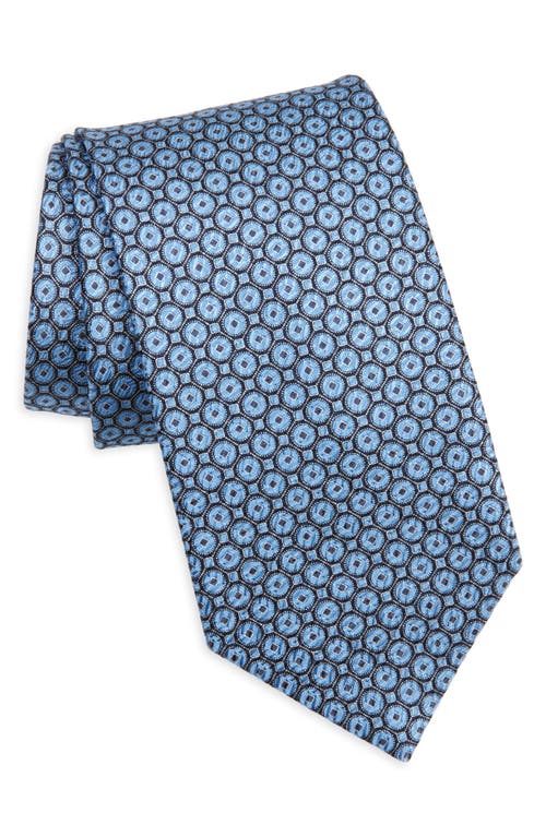 Shop Brioni Neat Medallion Silk Tie In Blue