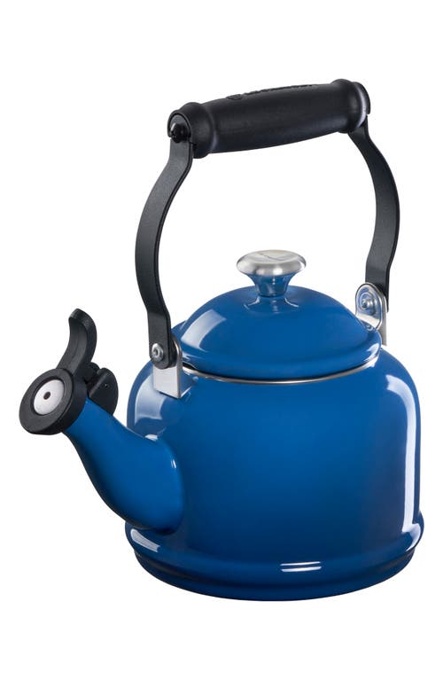 Le Creuset 2.2-quart Enameled Stainless Steel Whistling Cloche Kettle In Marseille/silver
