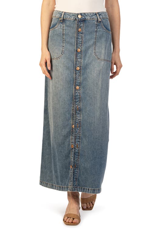 KUT from the Kloth Liora Denim Maxi Skirt Medium Wash at Nordstrom,