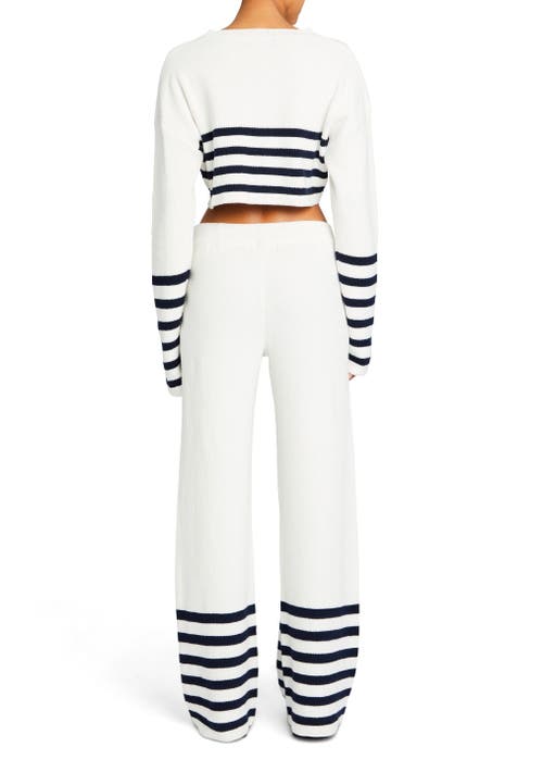 Shop Ser.o.ya Poe Knit Pant In White/navy