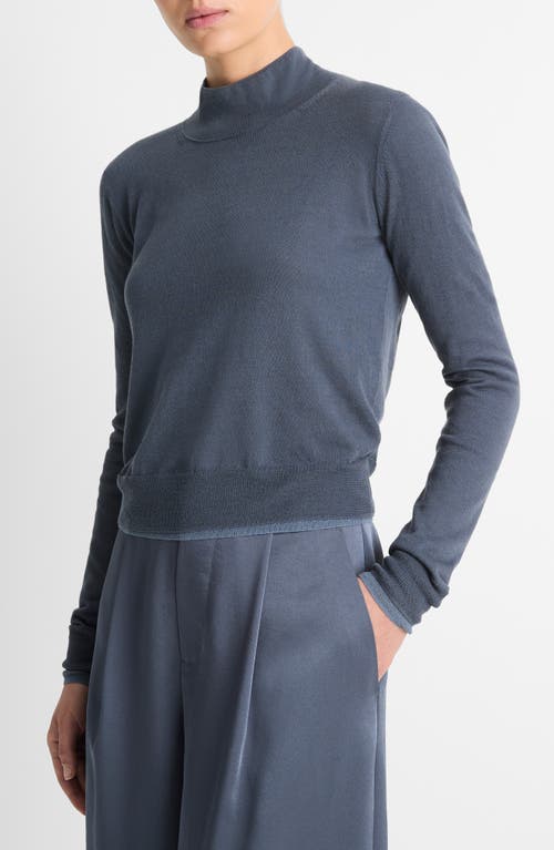 Shop Vince Double Layer Turtleneck Sweater In Iris Water/dark Water