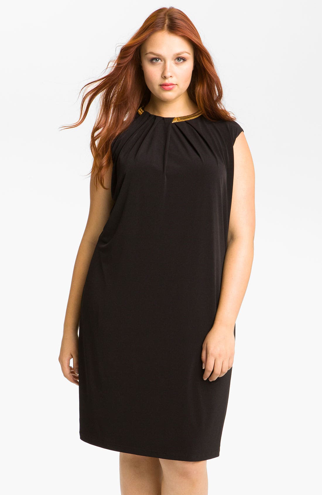Calvin Klein Chain Neck Jersey Shift Dress (Plus) Nordstrom
