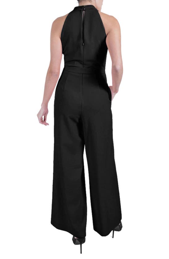 Shop Julia Jordan Tie Waist Wide Leg Jumpsuit In Black
