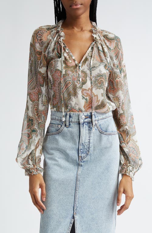 Veronica Beard Antoinette Paisley Silk Top Barely Orchid Multi at Nordstrom,
