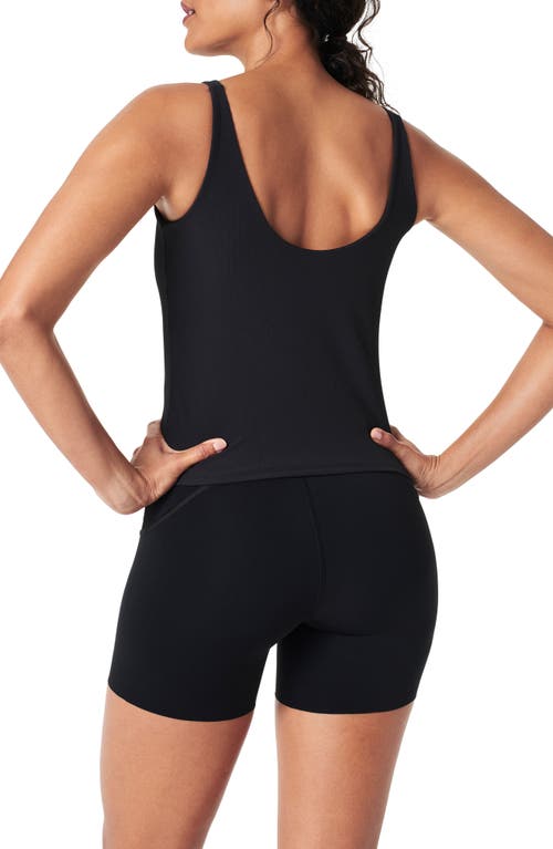 Spanx Contour Rib Shelf Tank In Very Black