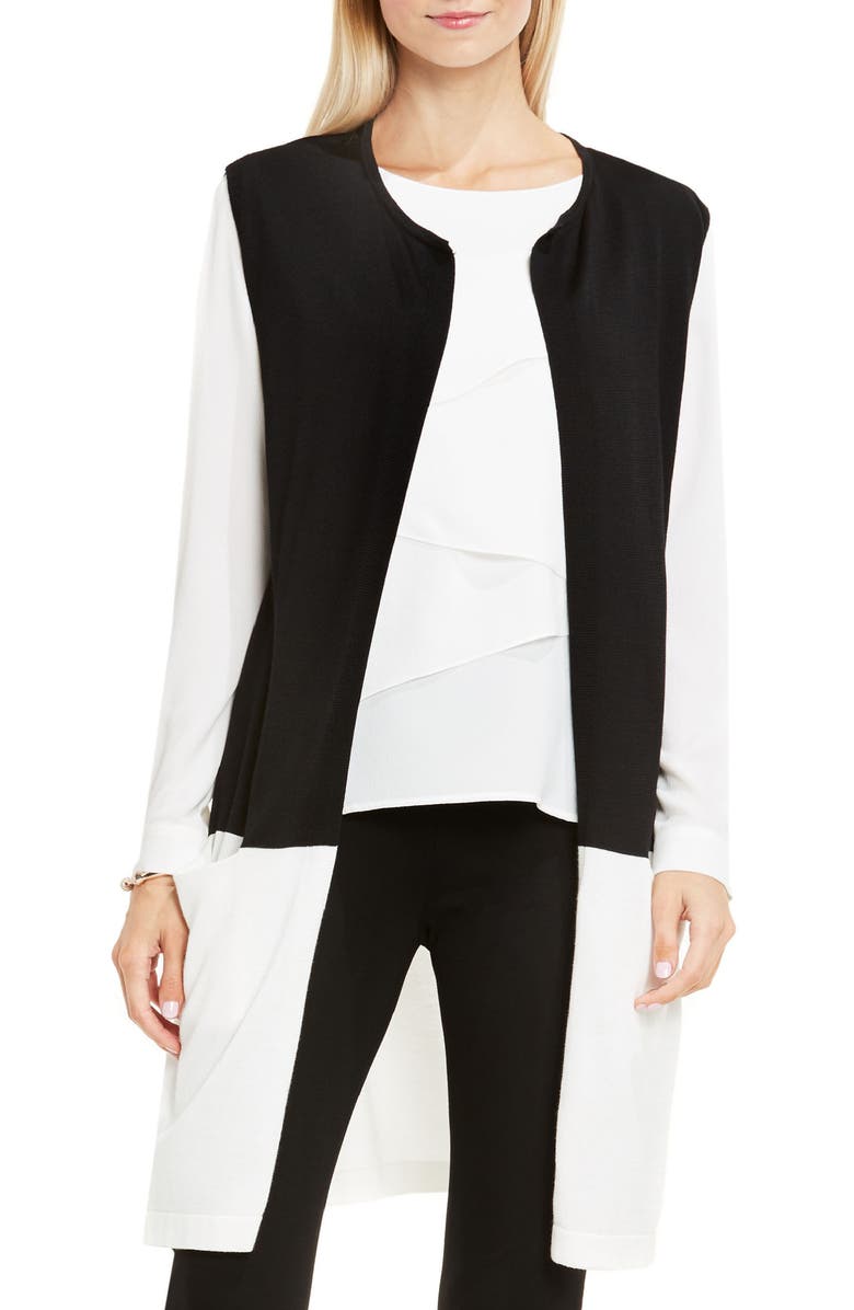 Vince Camuto Open Front Colorblock Knit Long Vest | Nordstrom