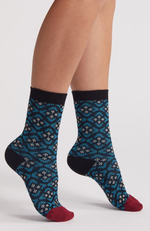 Casa Clara Cotton Blend Crew Socks In Mixed Blue