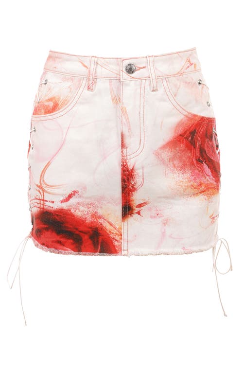 Shop Mistress Rocks Floral Denim Miniskirt In Rose Print