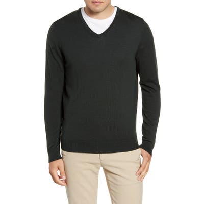 Nordstrom Shop V-Neck Merino Wool Sweater, Green