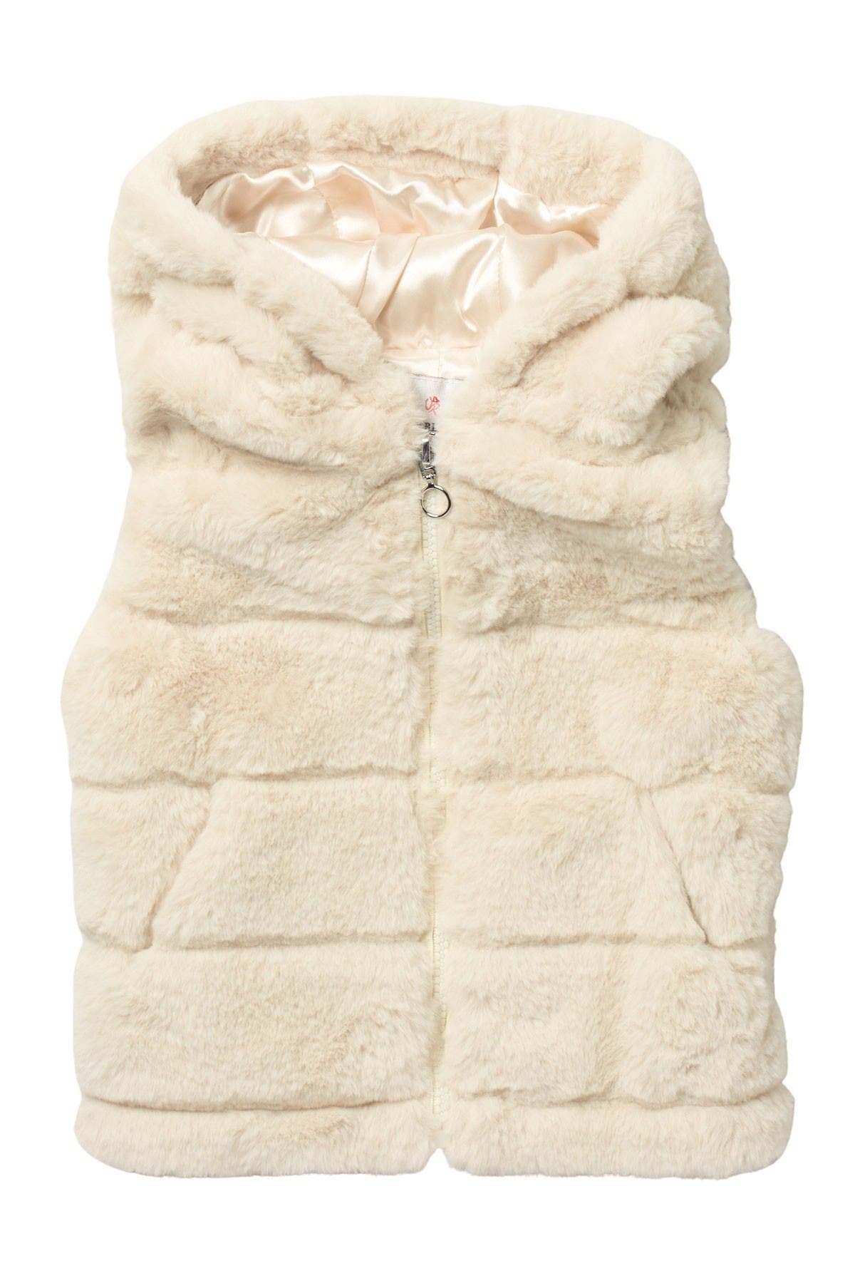 faux fur hooded vest womens