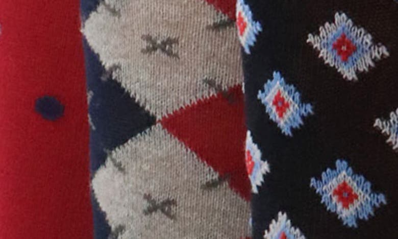 Lorenzo Uomo 3-pack Assorted Diamond Cotton Blend Dress Socks In Navy