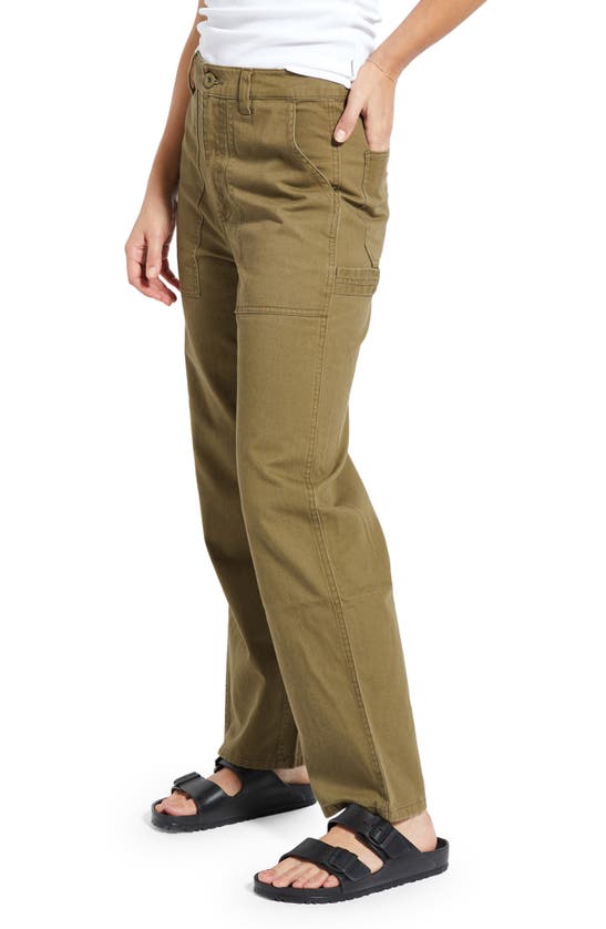 Brixton Alameda Wide Leg Utility Pants In Military Olive