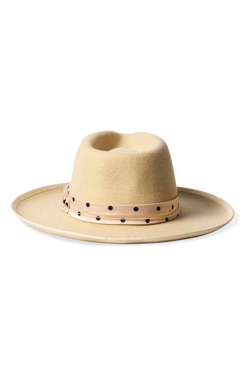 Shop Brixton Reno Wool Felt Fedora In Biscotti/black