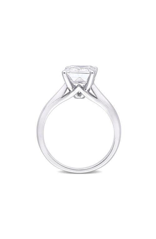 Delmar Emerald Cut Lab-created Moissanite Ring In White