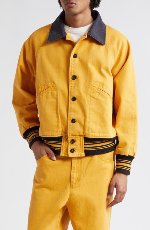 Bode Banbury Cotton Twill Jacket Yellow Black at Nordstrom,