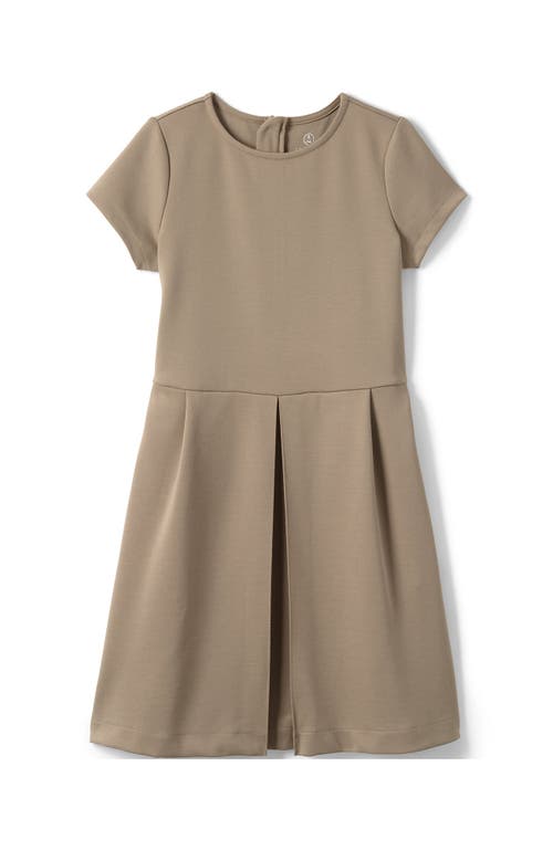 Shop Lands' End Girls Short Sleeve Ponte Dress In Khaki