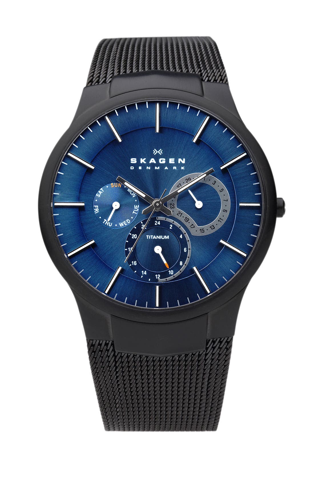 Skagen Multifunction Titanium Mesh Strap Watch, 40mm Nordstrom