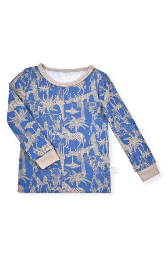 Shop Sleep On It Kids' Snug Fit Safari Pajamas & Socks In Blue