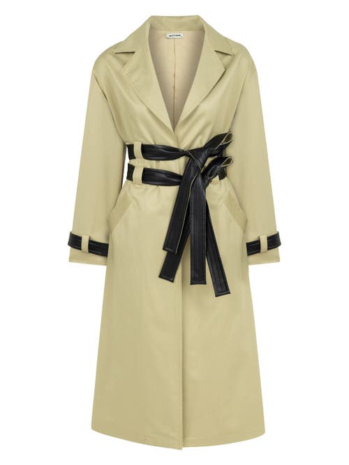 Shop Nocturne Double Sided Belted Trench Coat In Olive Green