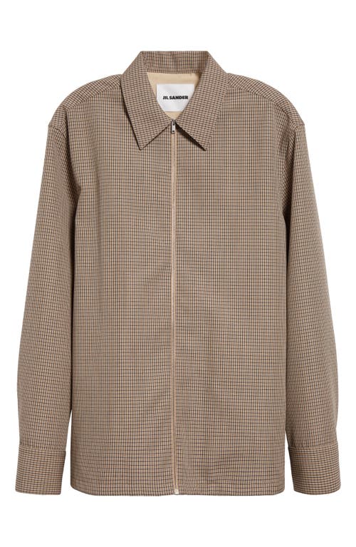 Shop Jil Sander Check Zip Front Virgin Wool Shirt Jacket In Roof Shadow