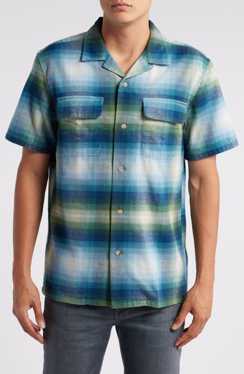 Shop Pendleton Baja Board Plaid Camp Shirt In Blue/green Ombre