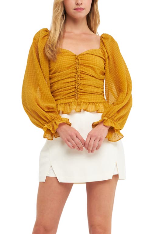Endless Rose Ruched Chiffon Top In Yellow