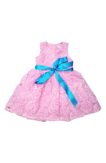 Shop Joe-ella Floral Appliqué Taffeta Dress In Pink