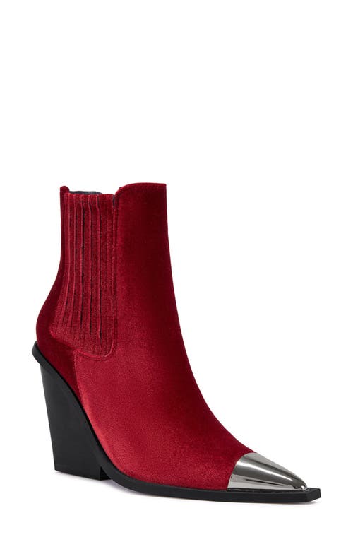 Shop Azalea Wang Lochlan Metallic Pointed Toe Bootie In Burgundy